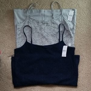 NWT Navy and Grey lace camis Ann Taylor bundle